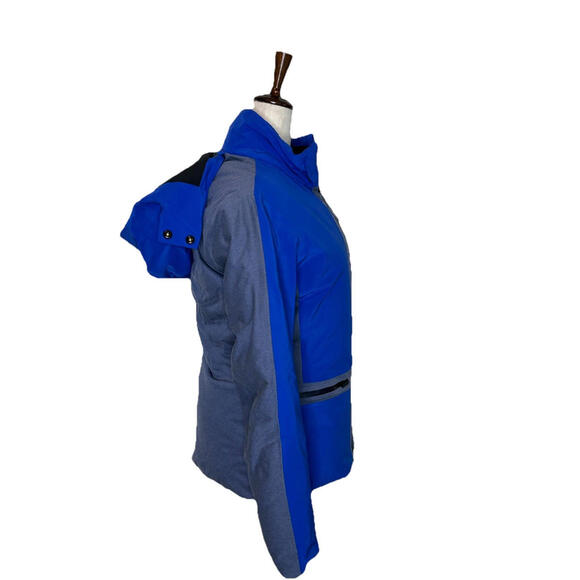 KJUS Nuna Ski Jacket 100% Duck Down Hooded Blue Gray Womens 36/ S Zip Pockets - Picture 3 of 9